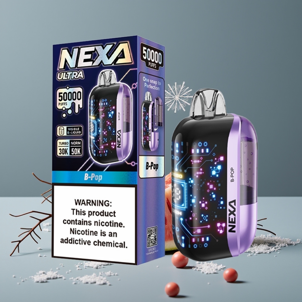 NEXA Ultra 50000 Puffs B-Pop بشاشة منحنية ثلاثية الأبعاد وشاحن Type-c