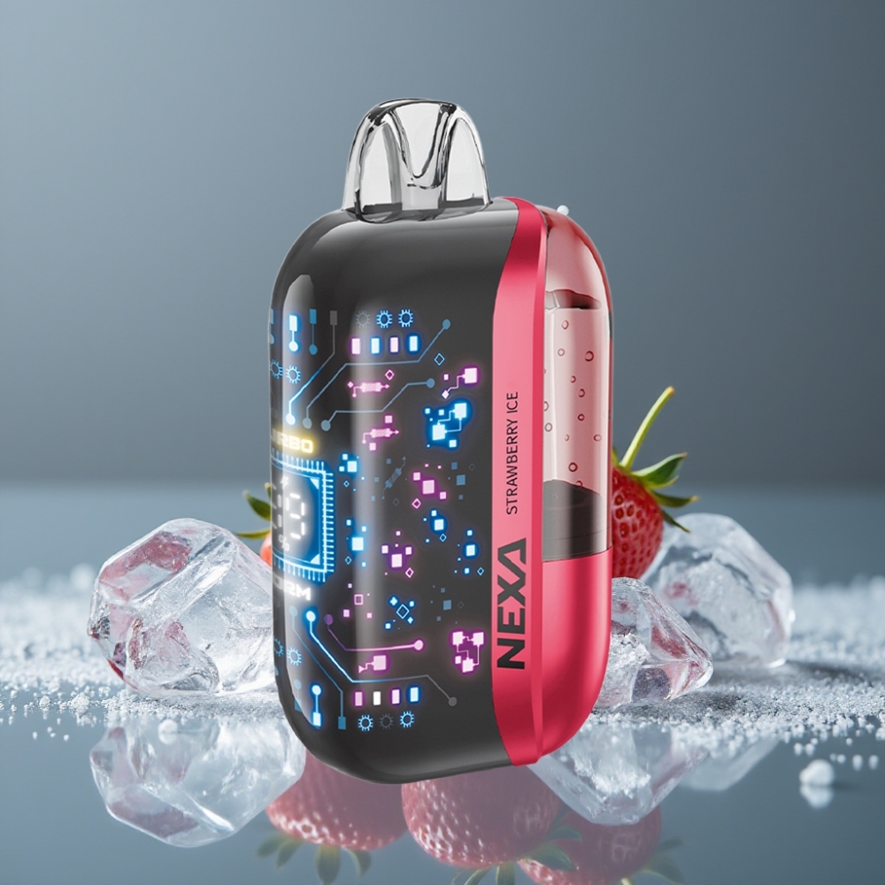NEXA Ultra 50000 Puffs Strawberry Ice شاشة منحنية ثلاثية الأبعاد شحن Type-C