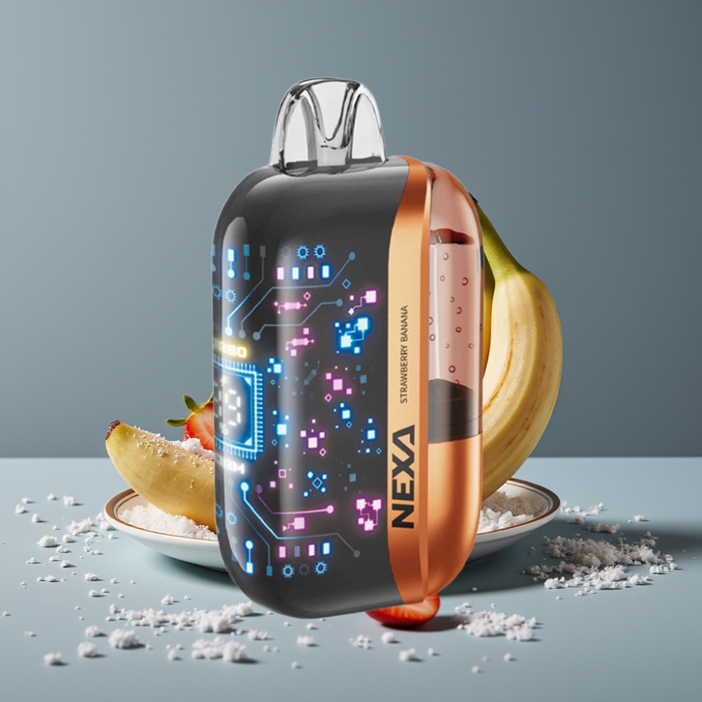 NEXA Ultra 50000 Puffs فراولة موز شاشة منحنية ثلاثية الأبعاد شحن Type-c
