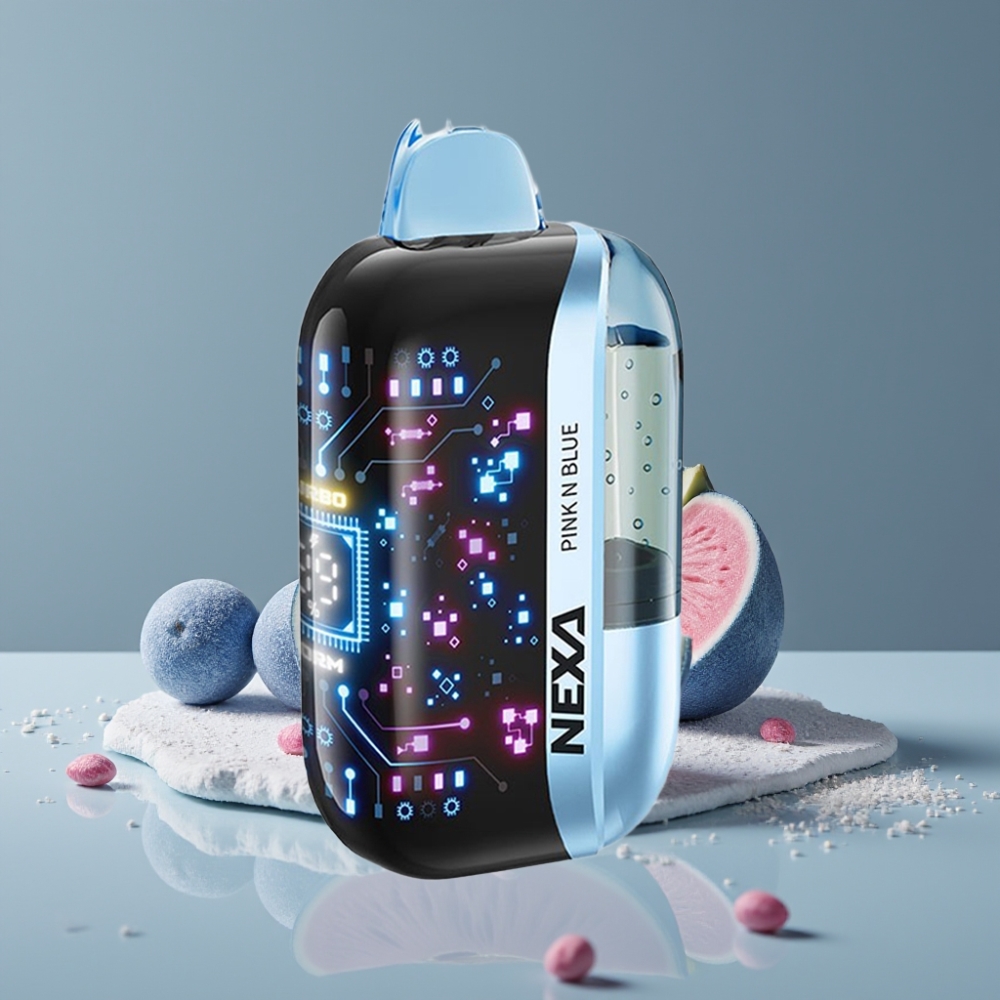 NEXA Ultra 50K Disposable Vape وردي وأزرق شاشة منحنية ثلاثية الأبعاد شحن Type-C