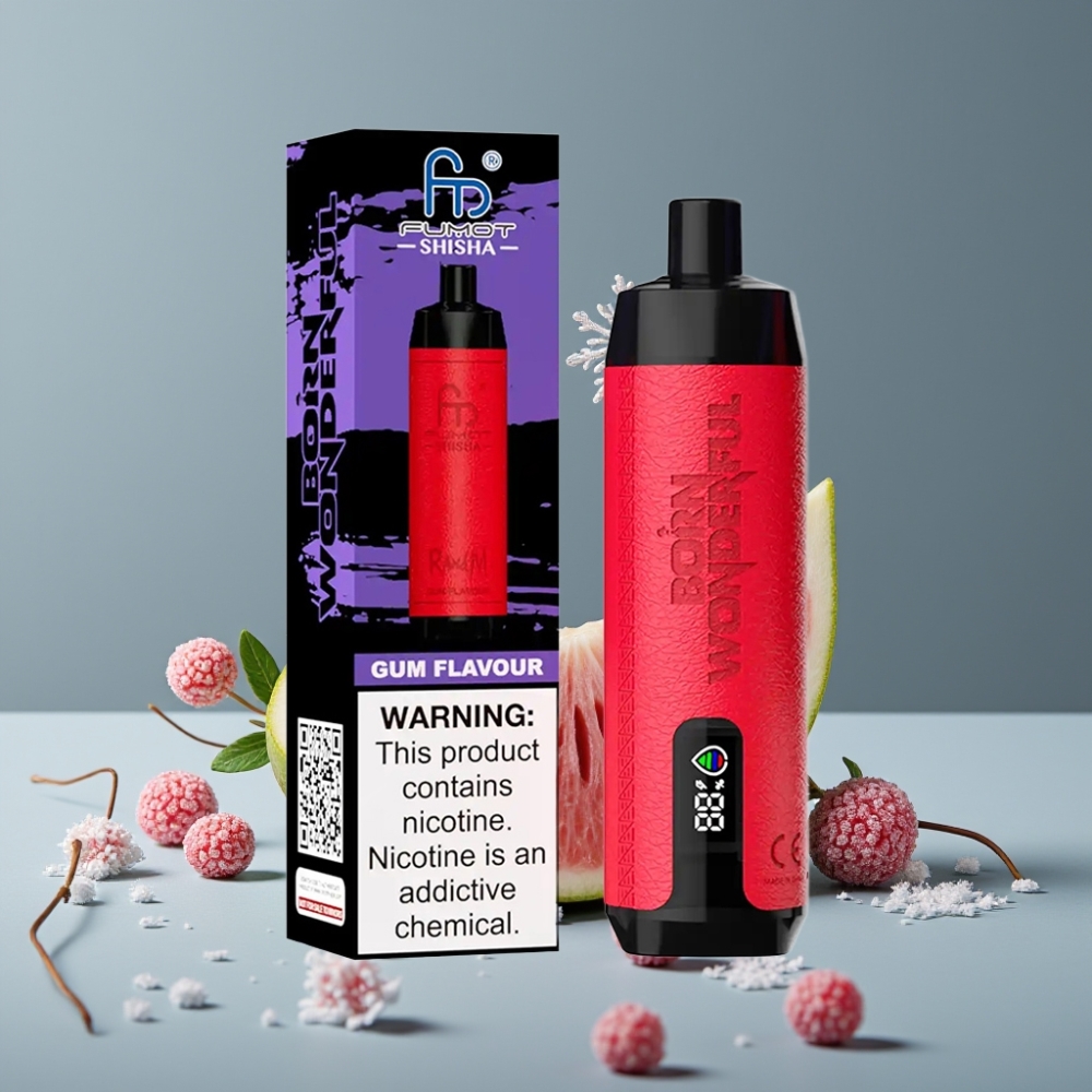 RandM Fumot Shisha 10000 Puff نكهة العلكة بطارية 850 مللي أمبير وشاحن Type-C