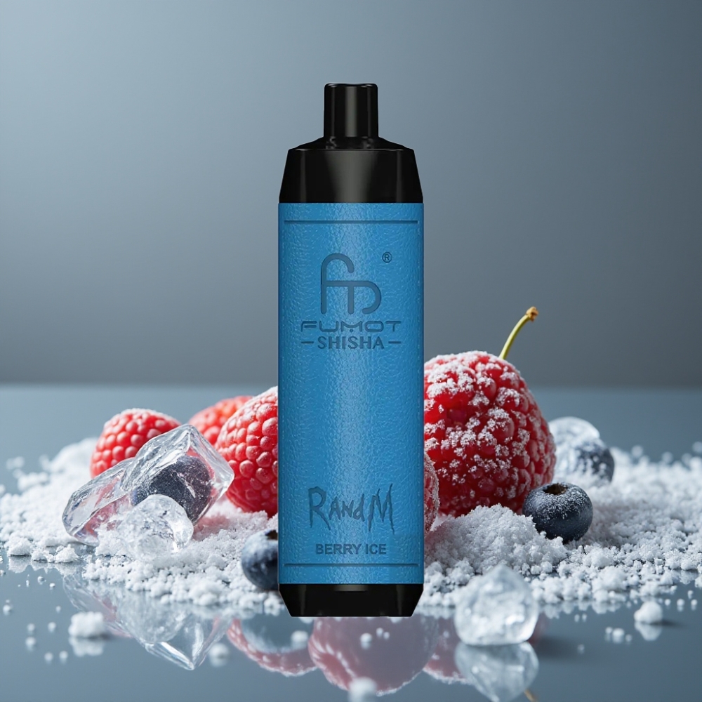 RandM Fumot Shisha 10000 Puff نكهة التوت الثلجي مع مؤشر LED وبطارية 850 ملي أمبير