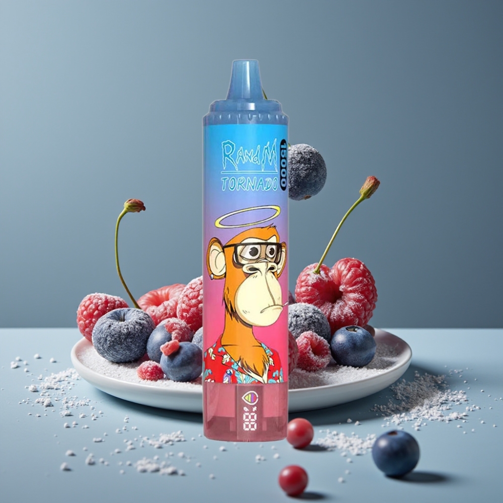 RandM Fumot Tornado 15000 نَفخة سعة 25مل شاشة LCD نكهة التوت الأزرق والكرز