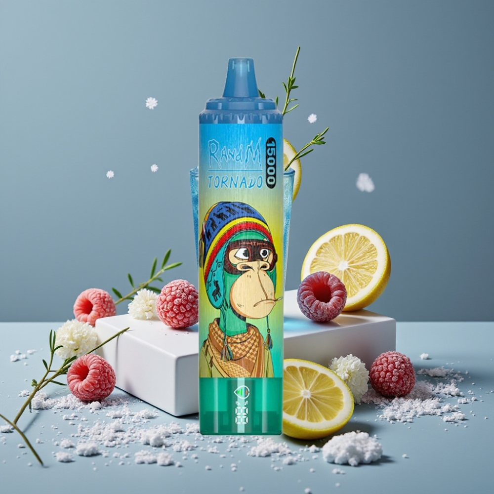 RandM Fumot Tornado 15000 Puff شاشة LCD بنكهة التوت الأزرق والليموناضة