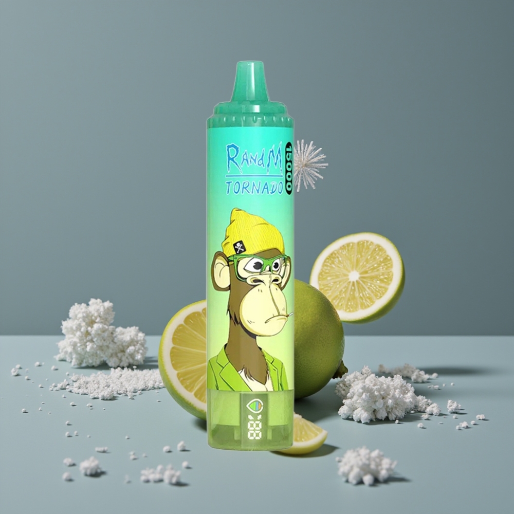RandM Fumot Tornado 15000 Puff شاشة LCD بنكهة الليمون واللايم