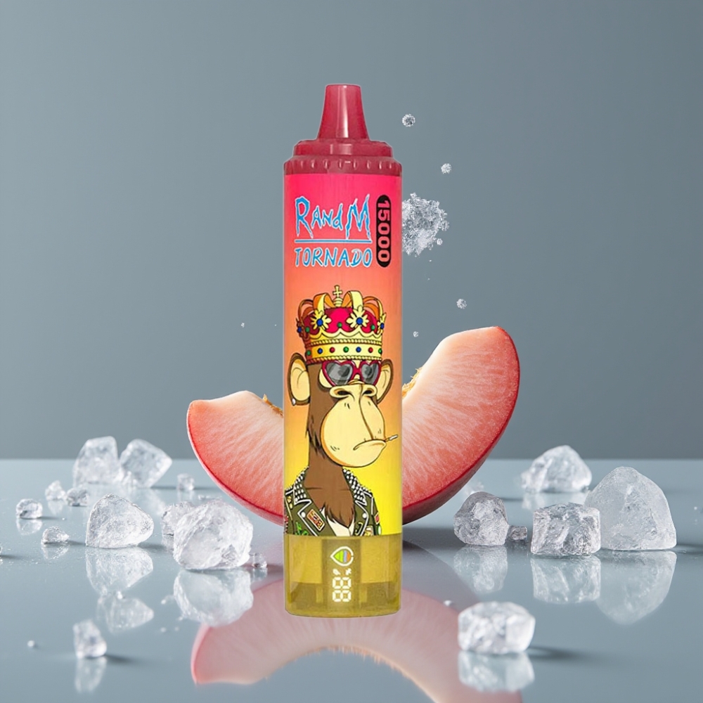 RandM Fumot Tornado 15000 Puff شاشة LCD خوخ مثلج