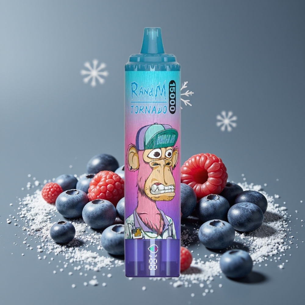 RandM Fumot Tornado 15000 Puff شاشة LCD نكهة التوت والعليق