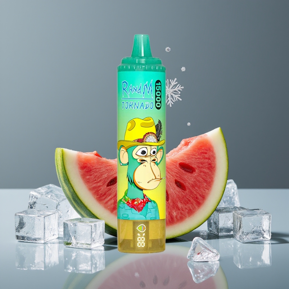 RandM Fumot Tornado 15000 Puff شاشة LCD نكهة البطيخ المثلج