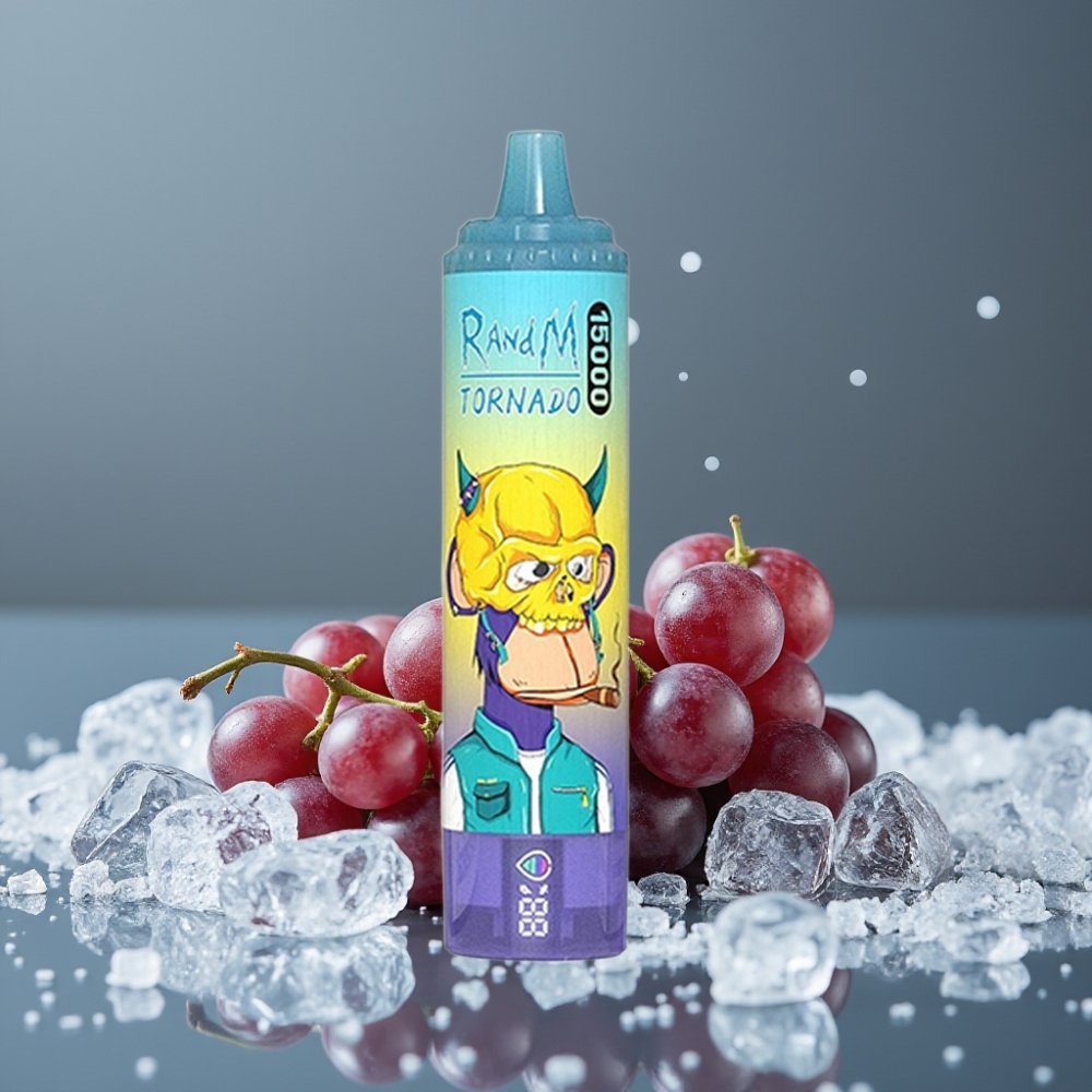 RandM Fumot Tornado 15000 Puff شاشة LCD عنب آيس شاحن Type-C