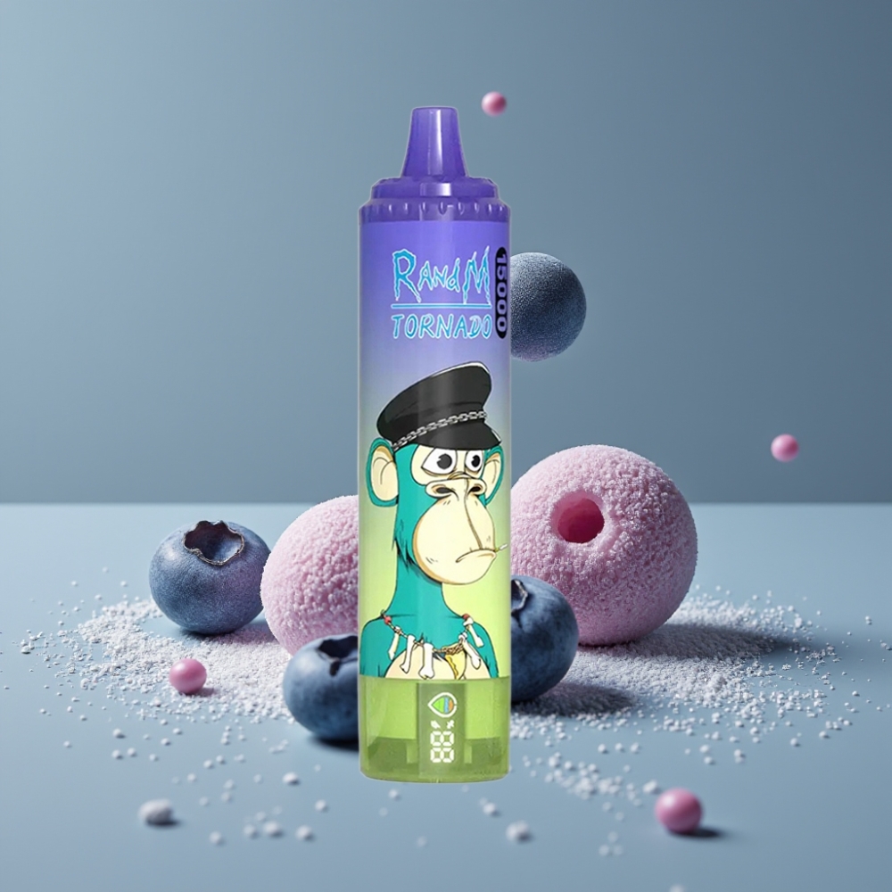 RandM Fumot Tornado 15000 Puffs شريحة شبكية نوع-C بنكهة التوت والعلكة الفقاعية