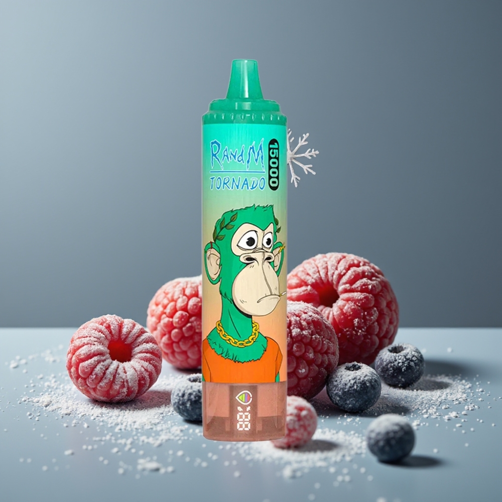 RandM Fumot Tornado 15000 Puffs شاشة LCD نكهة التوت الثلاثي