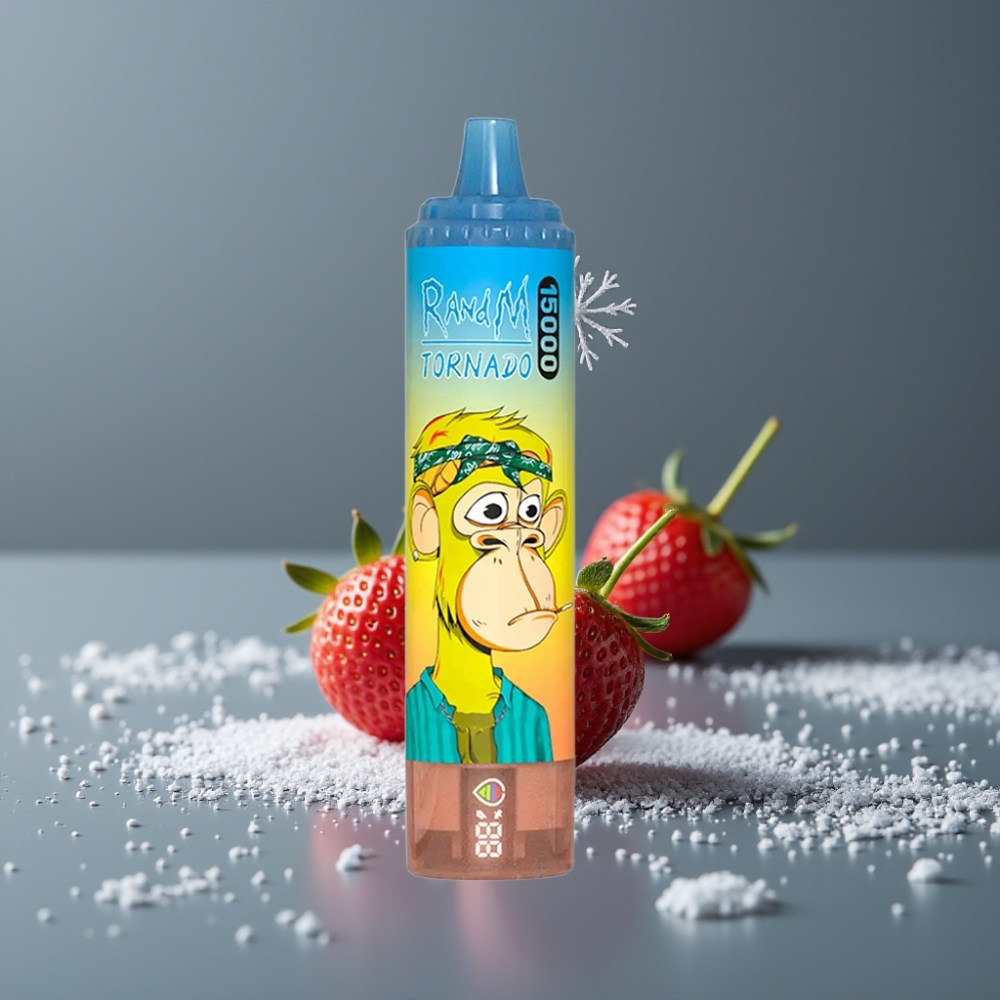 RandM Fumot Tornado 15000 Puffs شريحة LCD فراولة