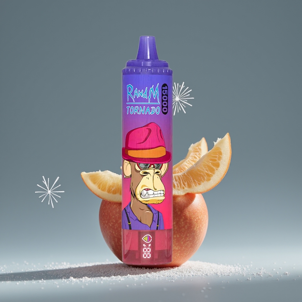 RandM Fumot Tornado 15000 Puffs تفاحة خضراء LCD شاشة Type-C شاحن