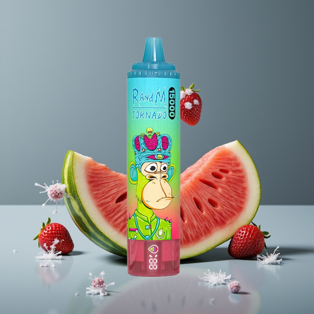 RandM Fumot Tornado 15000 Puffs فراولة بطيخ شاشة LCD شاحن Type-C