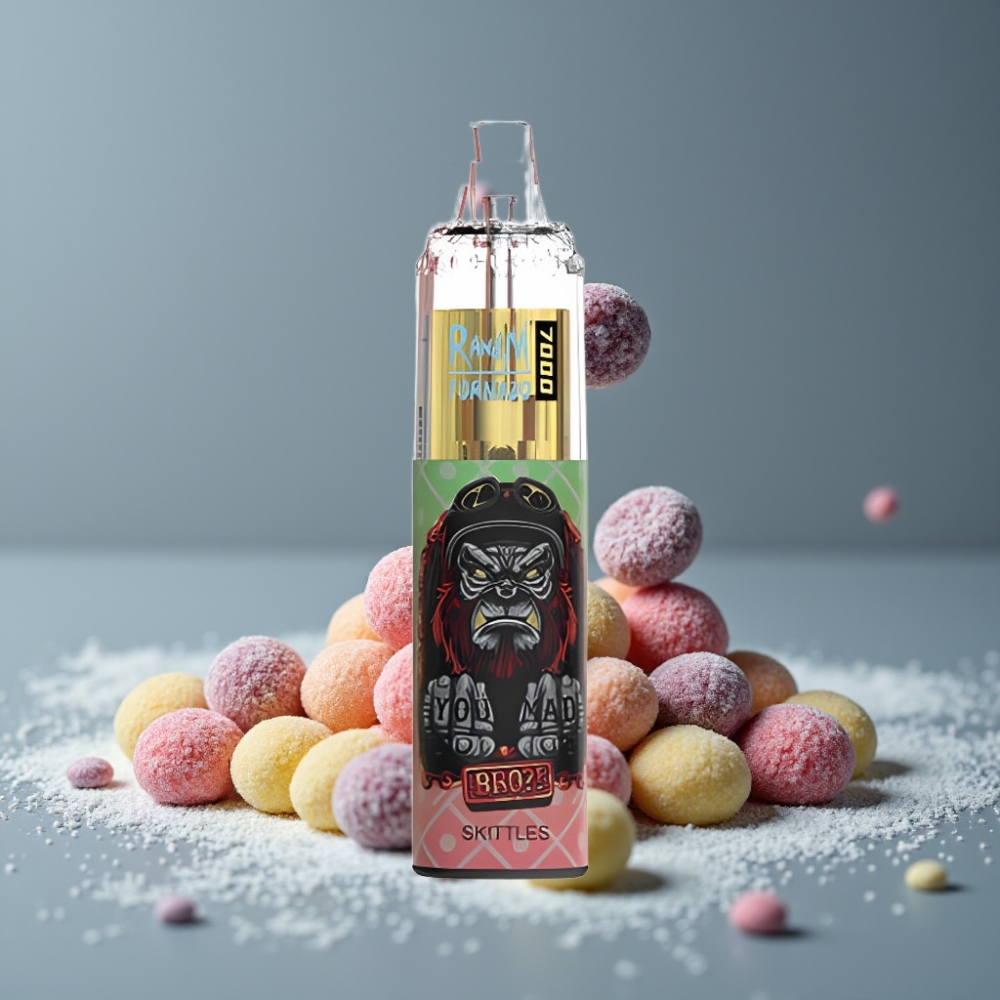 RandM Fumot Tornado 7000 نَفَثات بنكهة سكيتلز مع بطارية 850 ميلي أمبير وشبكة ميش