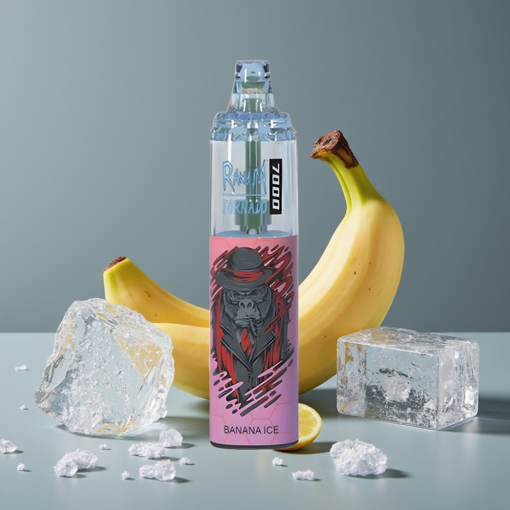 RandM Fumot Tornado 7000 نفحات بنكهة الموز الجليدي مع بطارية 850 ميلي أمبير ومنفذ Type-C