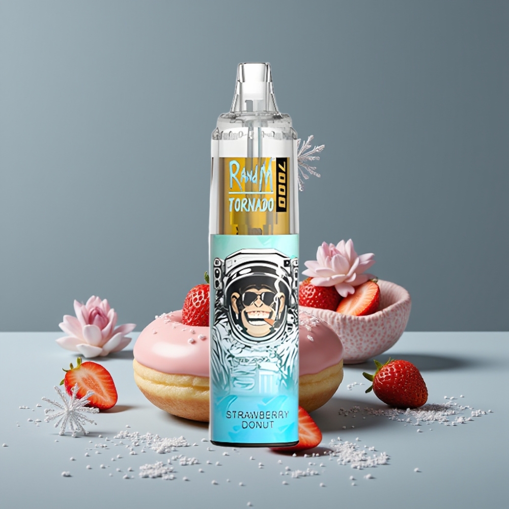 RandM Fumot Tornado 7000 Puffs هواء قابل للتعديل دونات فراولة
