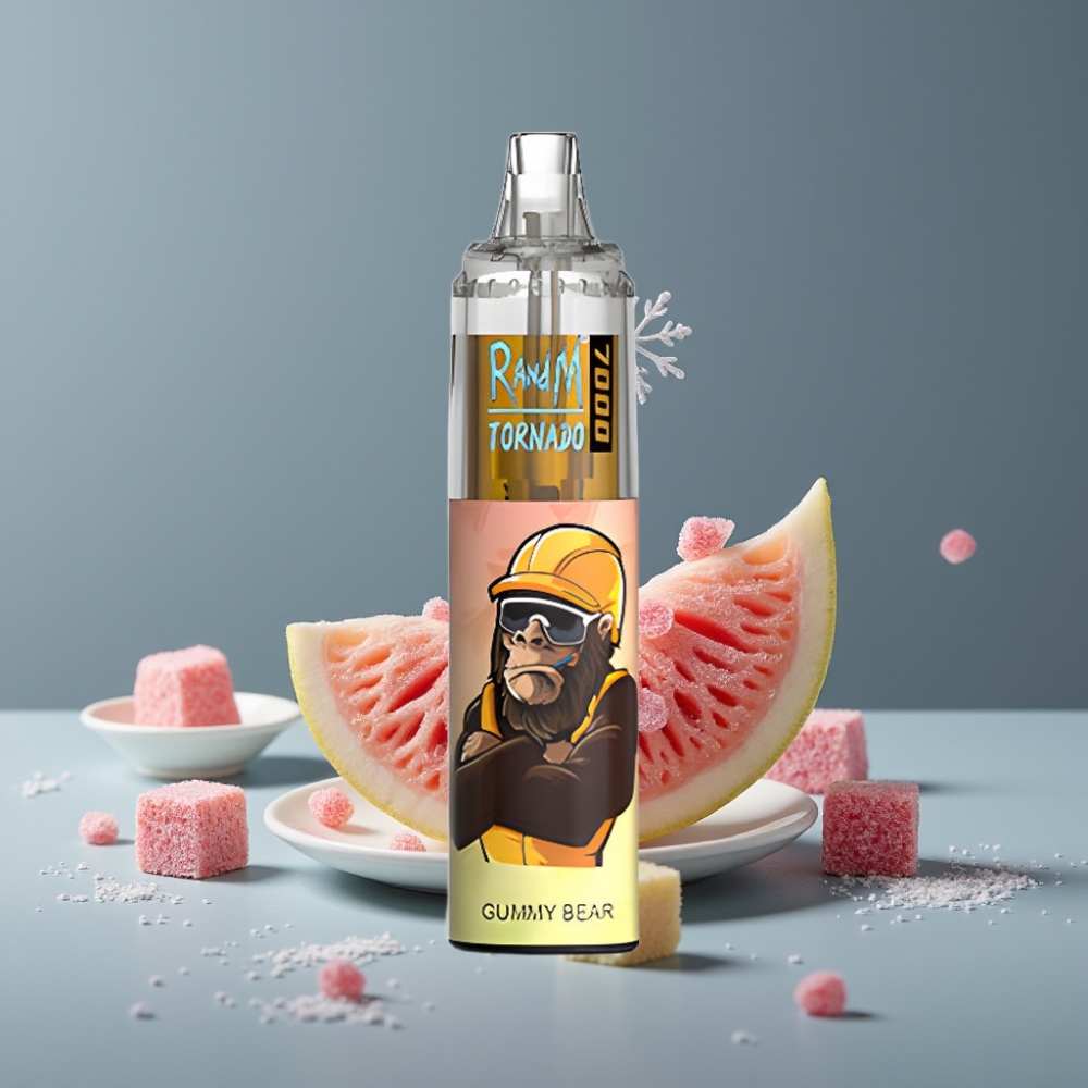 RandM Fumot Tornado 7000 نكهة دببة غمية مع ضوء RGB وشبكة ملف