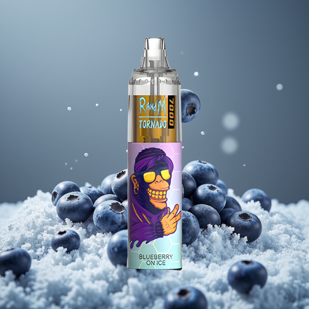 RandM Fumot Tornado 7000 نَفَثات بنكهة التوت الأزرق المثلج مع ضوء RGB وبطارية 850 ميلي أمبير