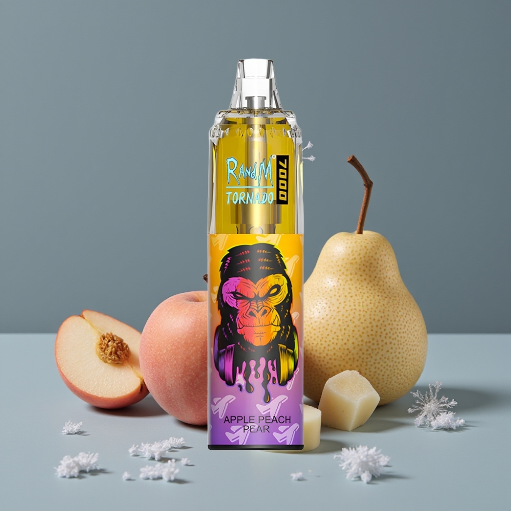 RandM Fumot Tornado 7000 تفاح خوخ إجاص مع ضوء RGB ومنفذ Type-C