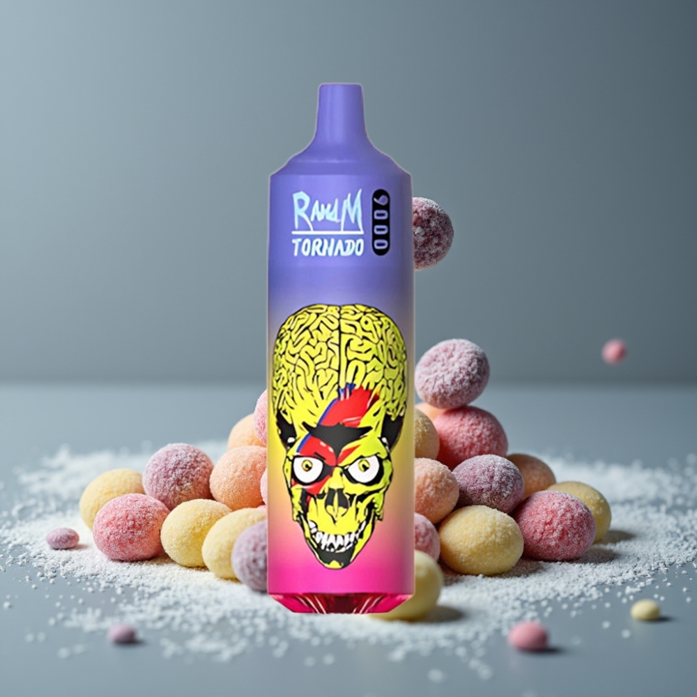 RandM Fumot Tornado 9000 Puff بشاشة RGB ونكهة سكيتلز