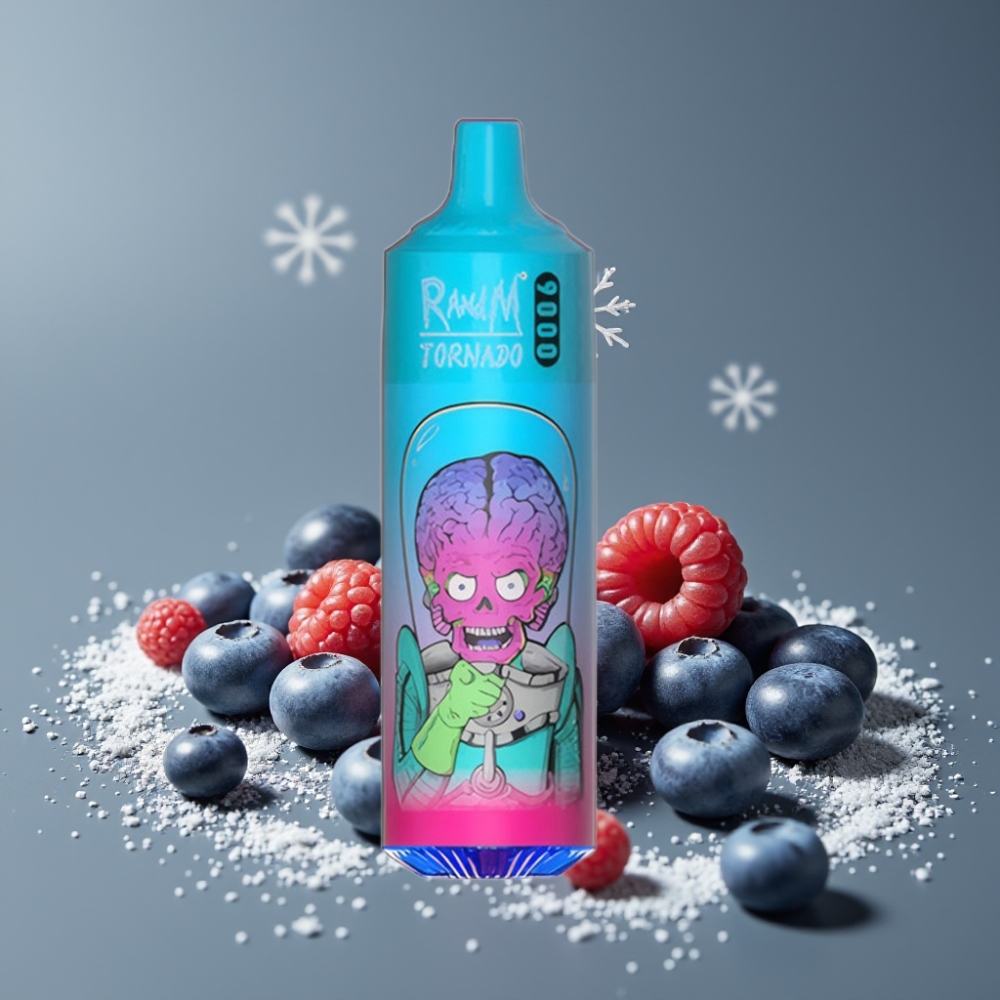 RandM Fumot Tornado 9000 Puffs 18 mL شاشة RGB توت بري
