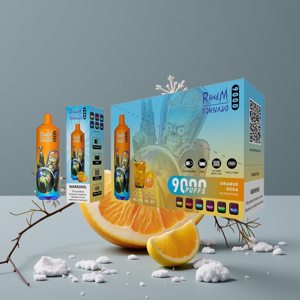 RandM Fumot Tornado 9000 Puffs 18mL Mesh Coil Orange Soda