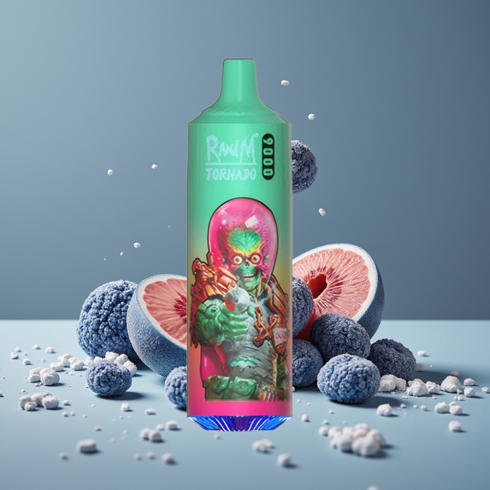 RandM Tornado 9000 Puffs شاشة RGB أنيقة نكهة توت أزرق