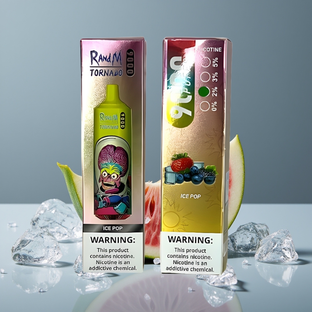 RandM Tornado 9000 Puffs شربات مثلج شاشة RGB بطارية قابلة للشحن