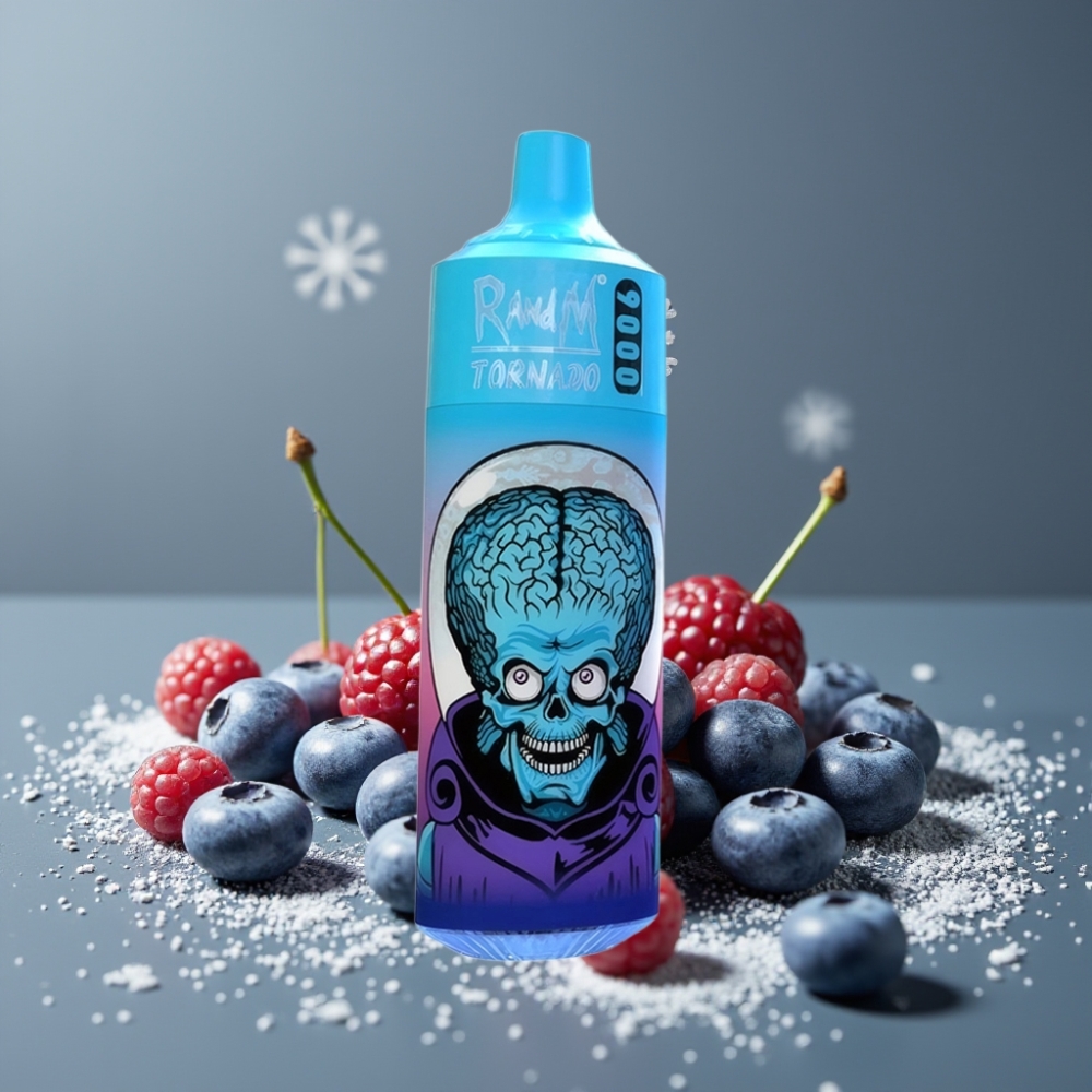 RandM Tornado 9000 Puffs شاشة RGB توت بري وكريز وتوت أحمر