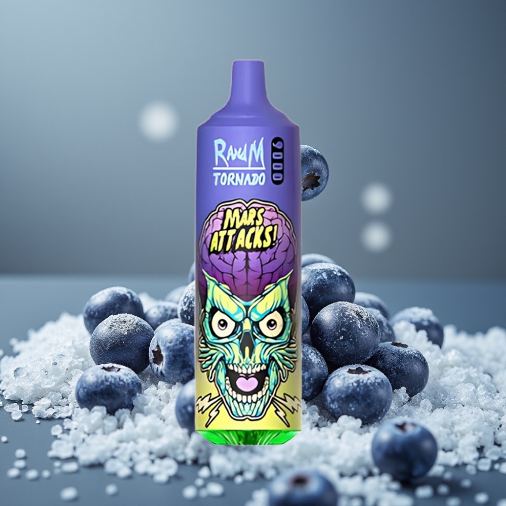 RandM Tornado 9000 Puffs شاشة RGB أنيقة بنكهة توت أزرق مثلج