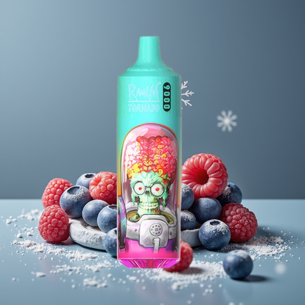 RandM Tornado 9000 Puffs شاشة RGB أنيقة بنكهة التوت الحامض الأزرق