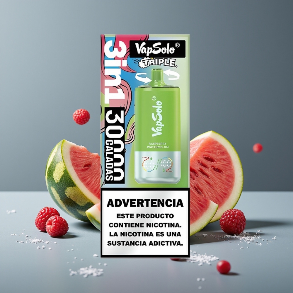 VapSolo Triple 30000 Puffs توت بري بطيخ Type-C